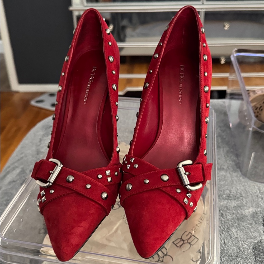 BCBGeneration Red Studded Heels